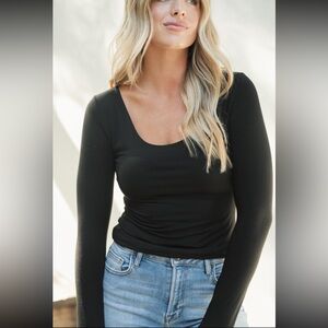 Harper Black Long Sleeve Top